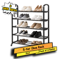 5 Tier Shoe Rack Black 2 Pack