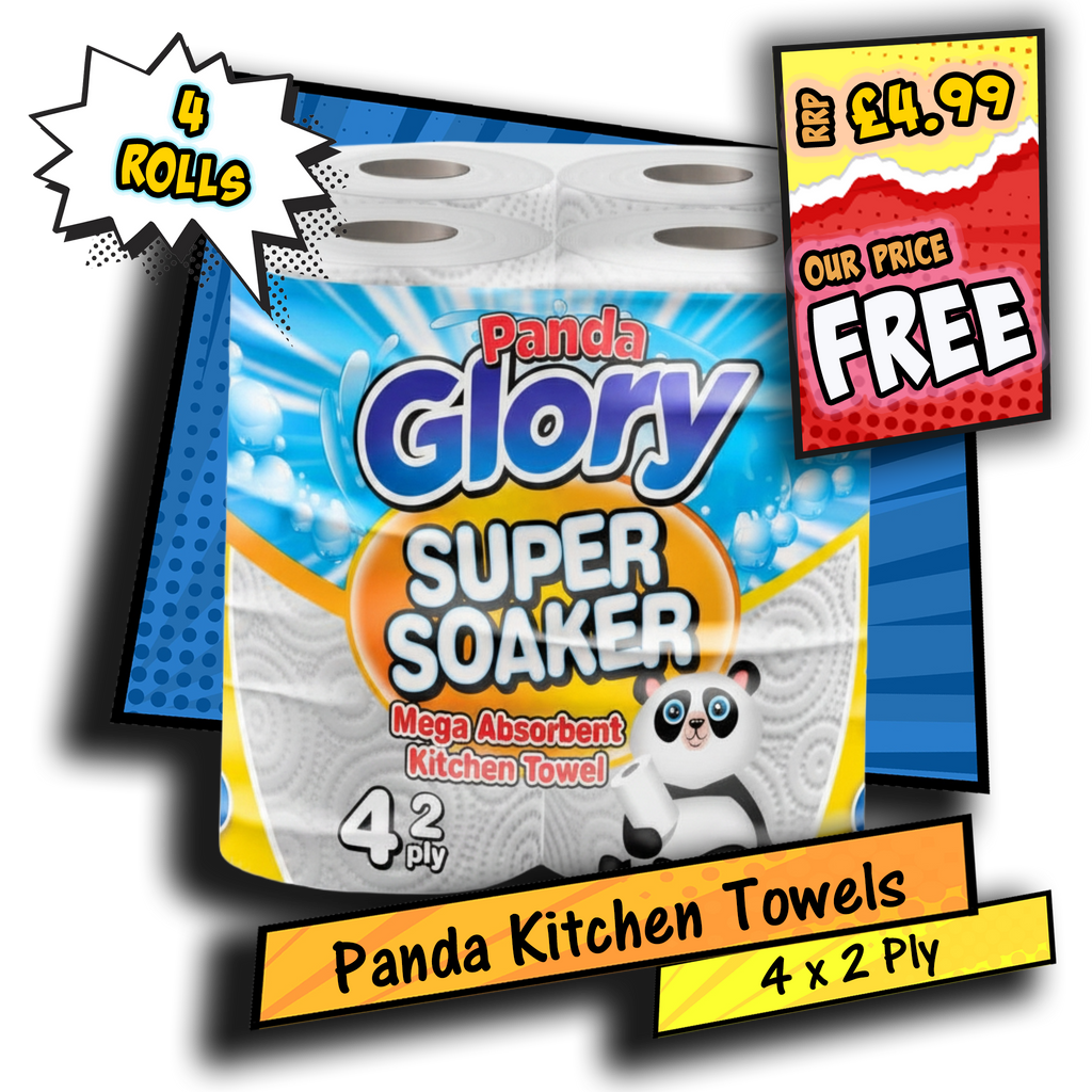 Panda Glory Super Soaker Mega Absorbent Kitchen Towel 2ply (4 Rolls Per Pack)