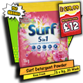 Surf 5-in-1 Laundry Detergent Powder Rose Fresh 5 x 1kg (30 Washes per Pack)