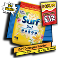 Surf 5-in-1 Laundry Detergent Powder Sun Fresh 5 x 1kg (30 Washes per Pack)