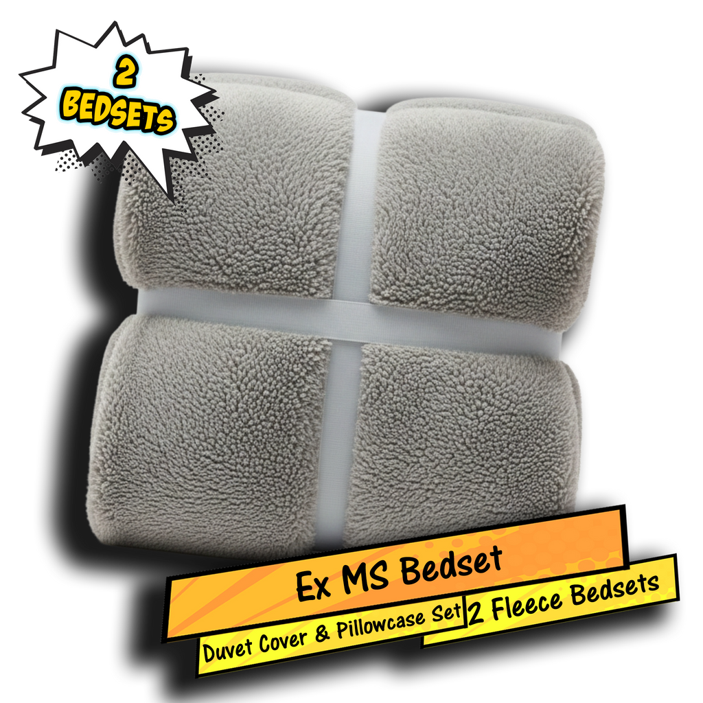 Ex MS (Major Store) Teddy Fleece Bedset Grey Single 2 Pack