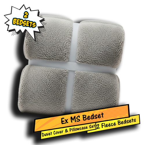Ex MS (Major Store) Teddy Fleece Bedset Grey Single 2 Pack