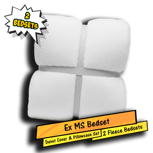 Ex MS (Major Store) Teddy Fleece Bedset White Single 2 Pack