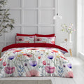 Nest and Rest Lola Floral Duvet Set King White Red Reversible