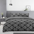 Nest and Rest Marcus Geo Geometric Duvet Set Double Charcoal Grey Reversible
