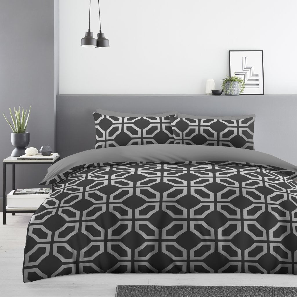 Nest & Rest Duvet Set Macus Geo King Charcoal