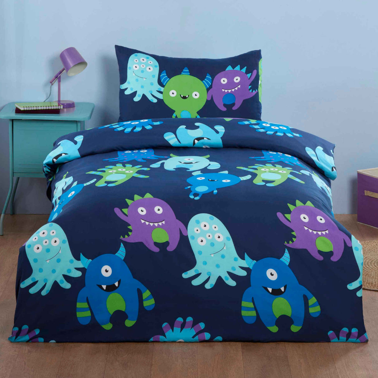 So Soft Kids Monsters Microfibre Duvet Set Single Multi