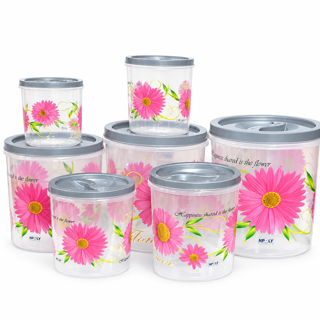 Pink Floral Tall Storage Container with Lid, 3–25 Litre
