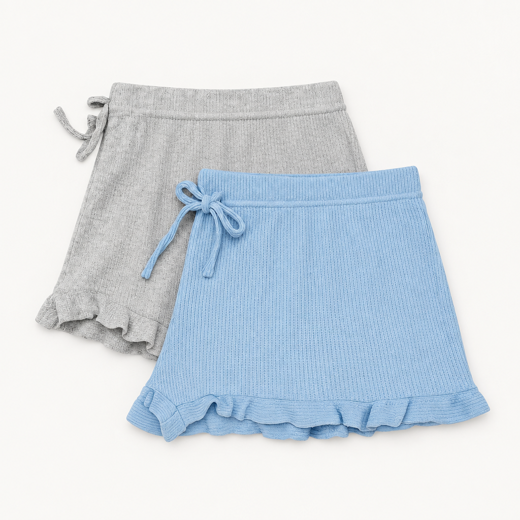 Ladies Lounge Shorts 2 Pack (Blue & Grey)