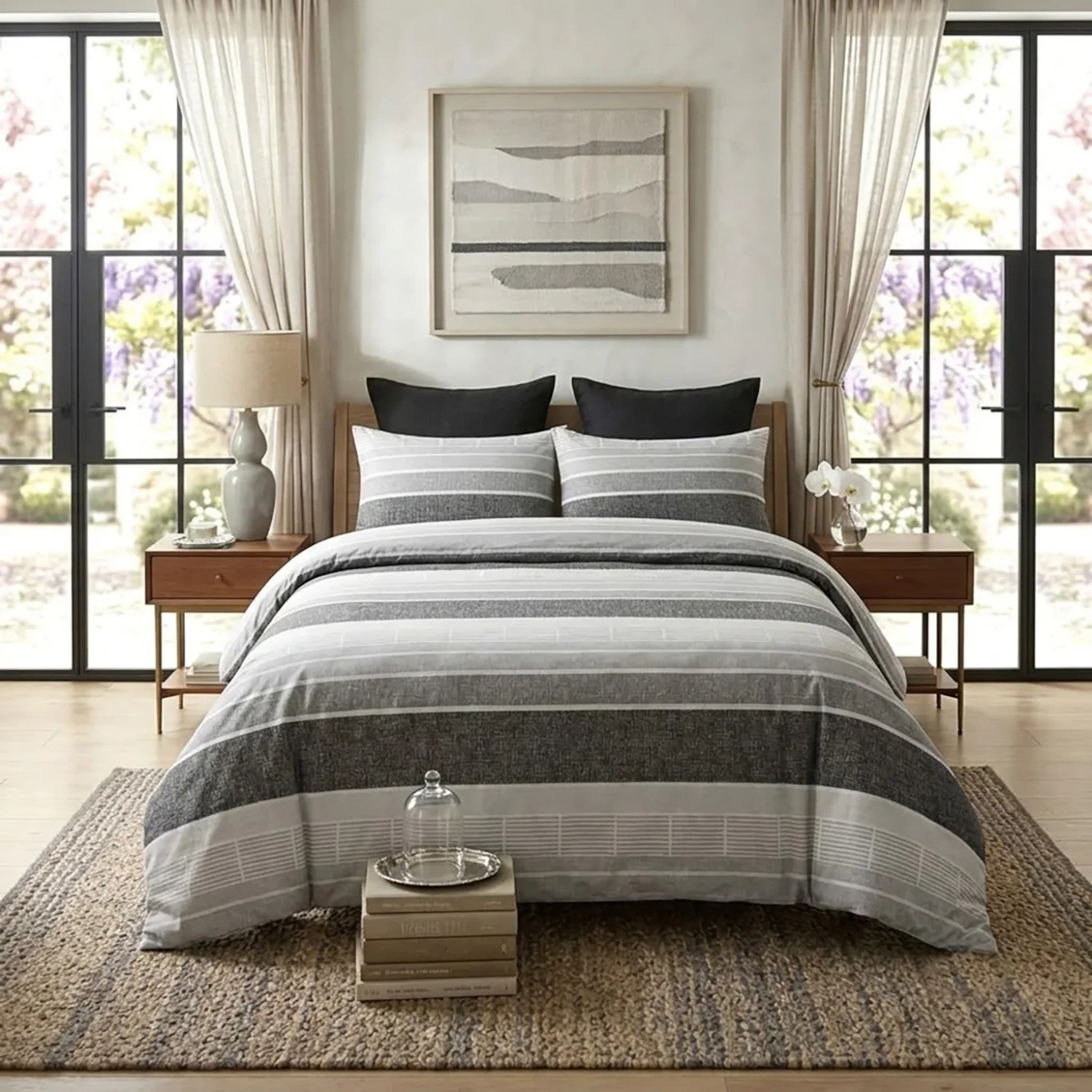 Nest & Rest Reagen Charcoal Complete Bedding Set Single