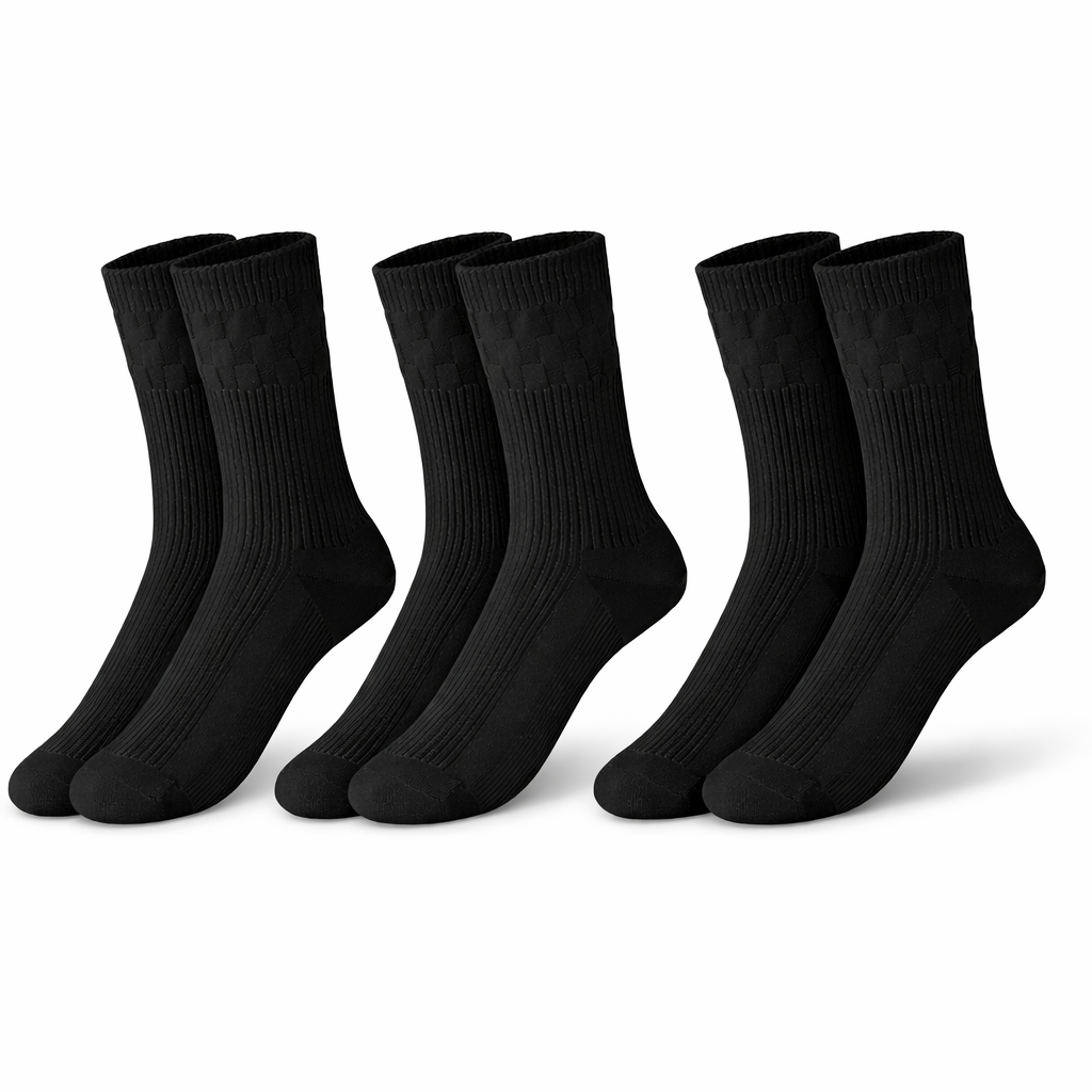 Easytop Men's Cotton-Rich Non-Elastic Diabetic Socks | Non-Binding Loose Top | 3 Pack