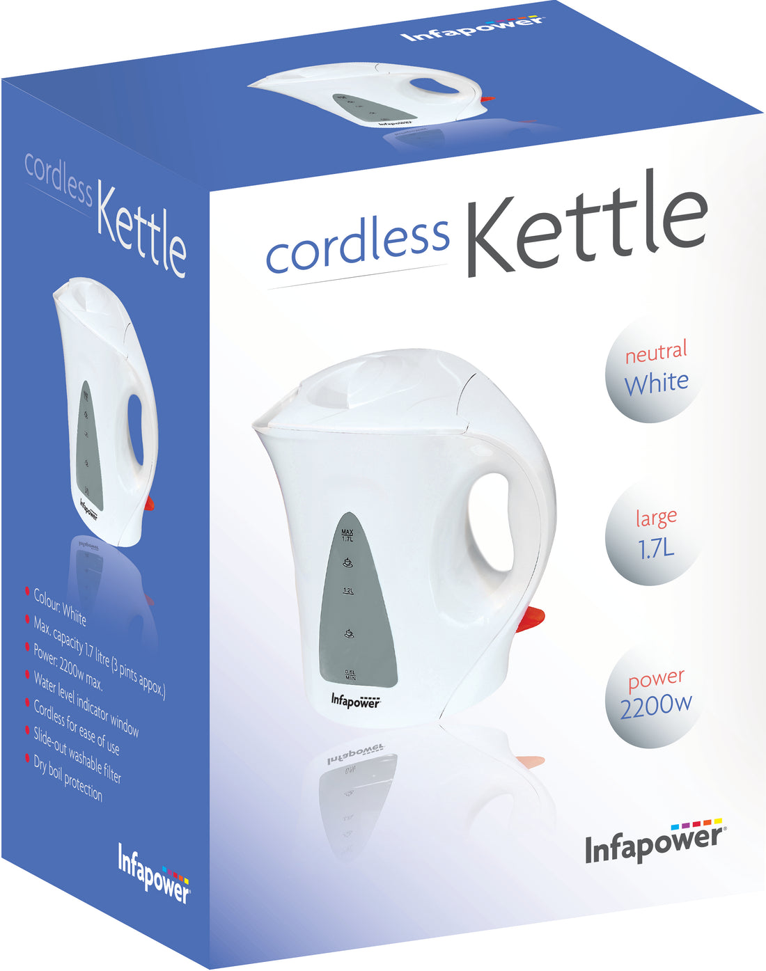 Cordless Electric Kettle White | 1.7L | 2200W