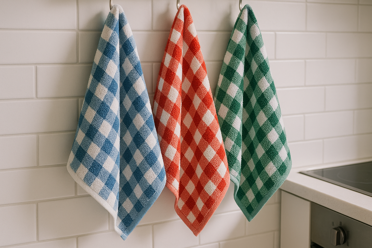 checked tea towel