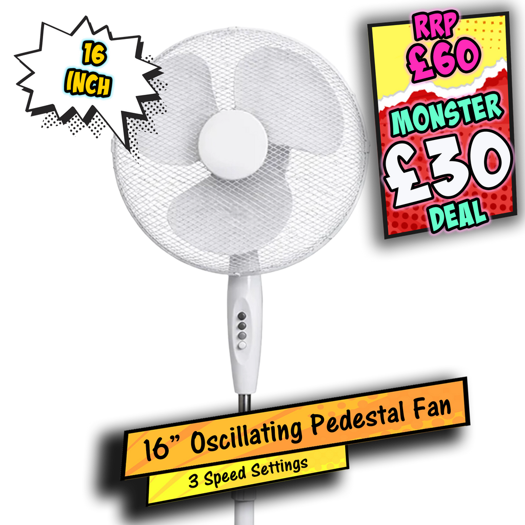 Prem-i-Air 16" Oscillating Pedestal Fan with 3 Speed Settings