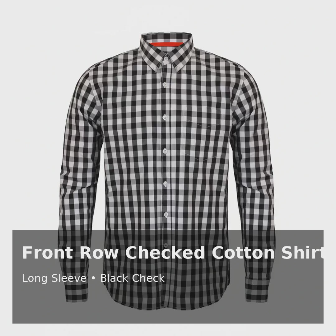 Front Row Mens Long Sleeve Checked Cotton Shirt