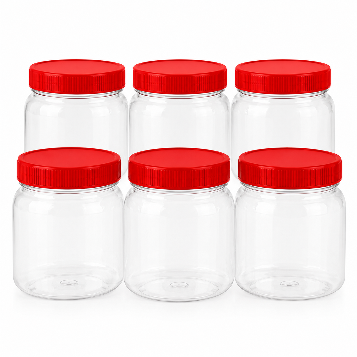 SUNPET Clear Plastic Food Storage Jars Airtight Red Lids 200ml-6L Pack 3 or 6