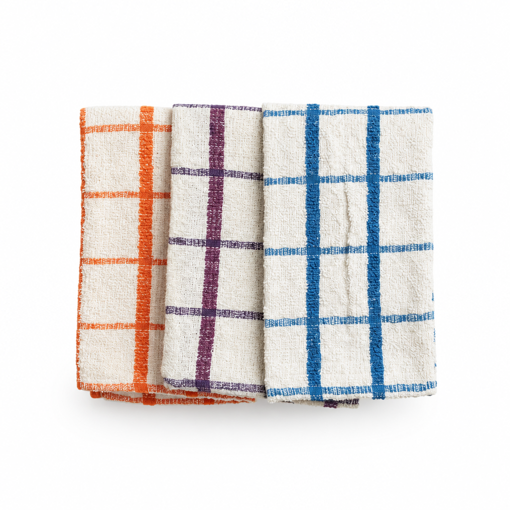 3 Pack Terry Tea Towels - 100% Cotton Absorbent Kitchen Dish Towels