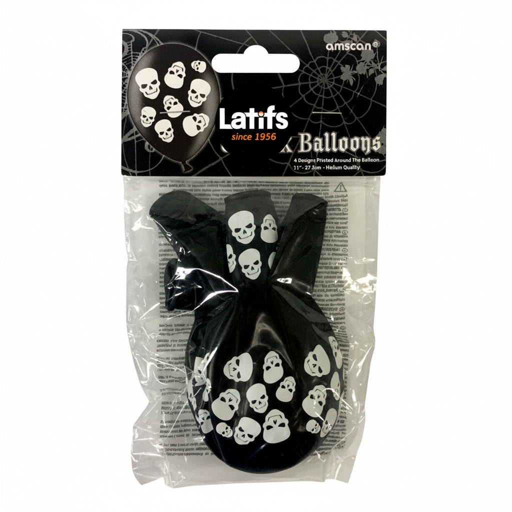 Boneyard Skulls Latex Balloons | 6 Pack
