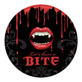 Fangtastic Let's Have a Bite Round Paper Plates 9 inches 8 Pack