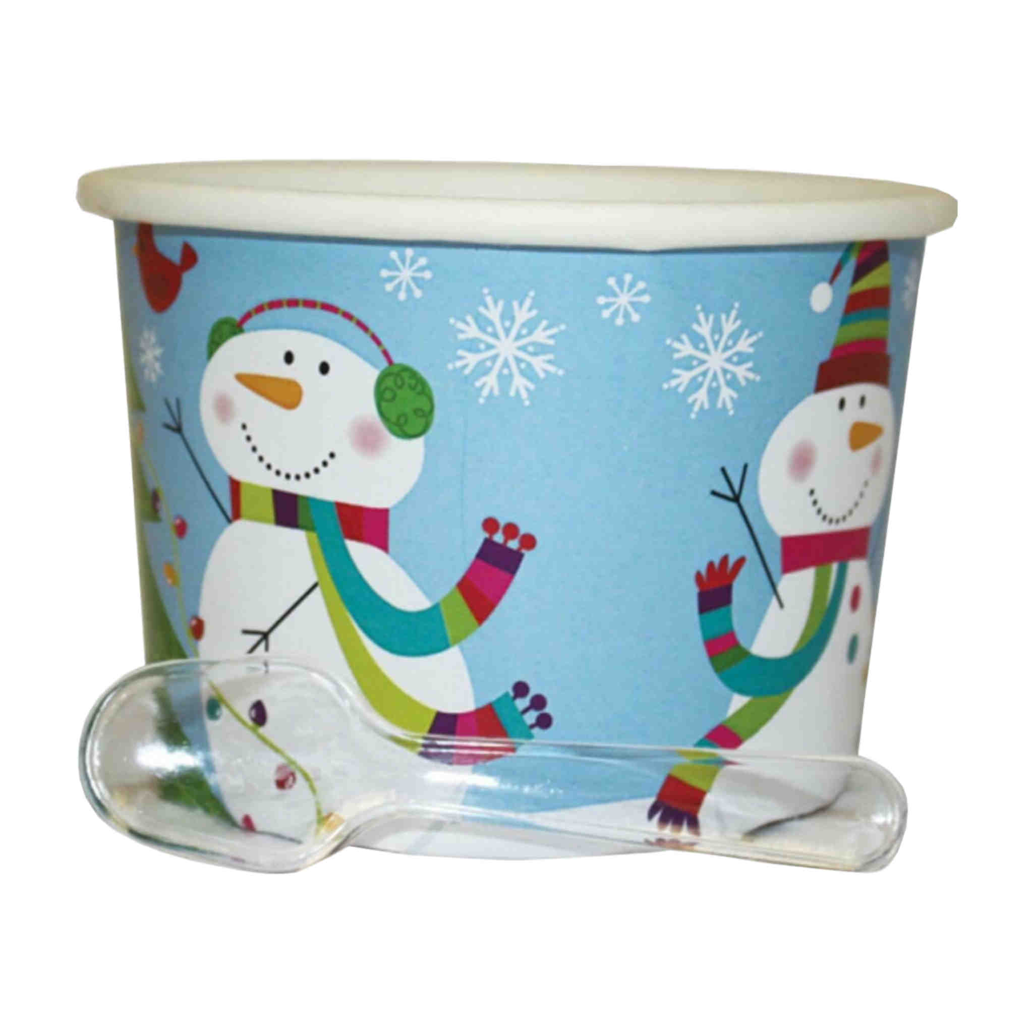 Joyful Snowman Dessert Pots with Spoons | 12 Pack