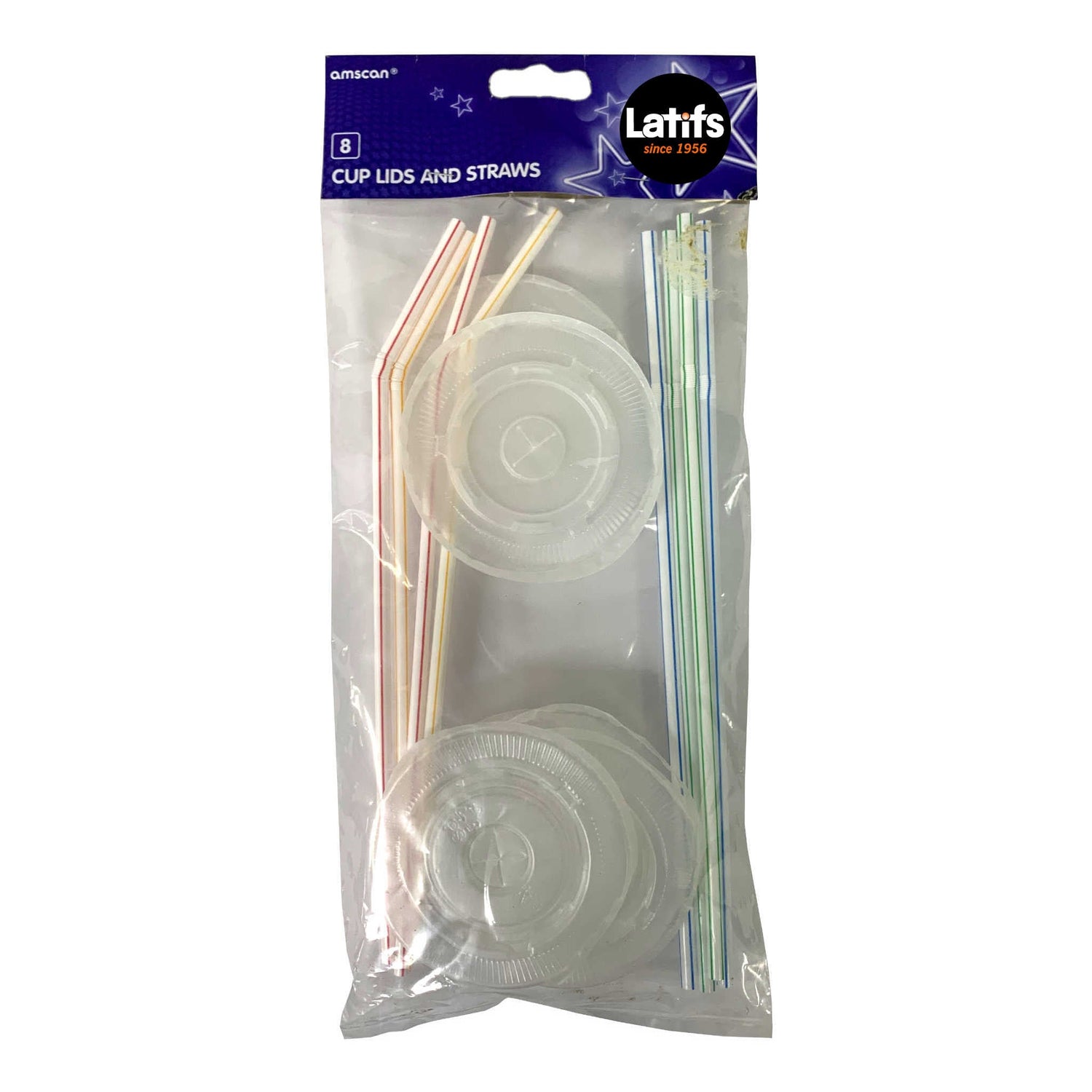 Plastic Cup Lids and Straws | 8 Pack