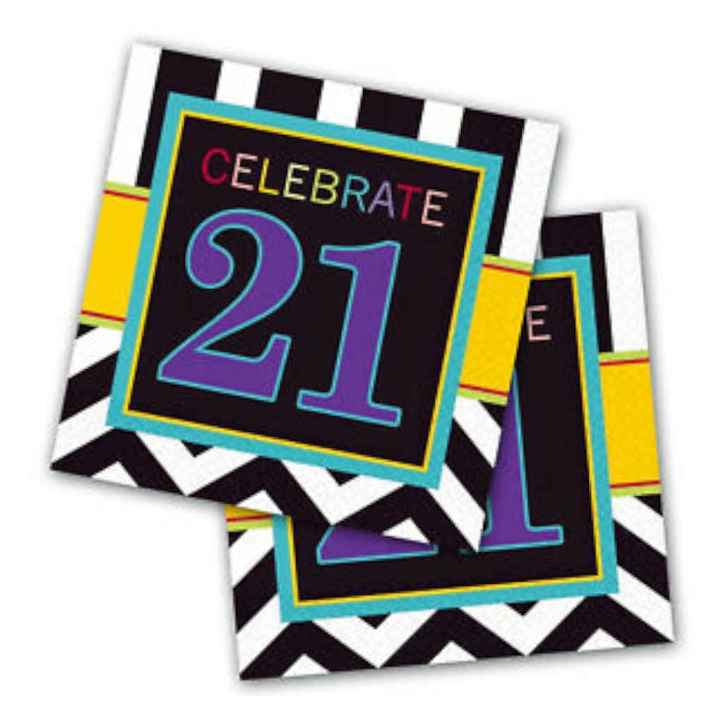 Luncheon Napkins Celebrate 21st Chevron | 16 Pack | 32.7 x 32.7cm