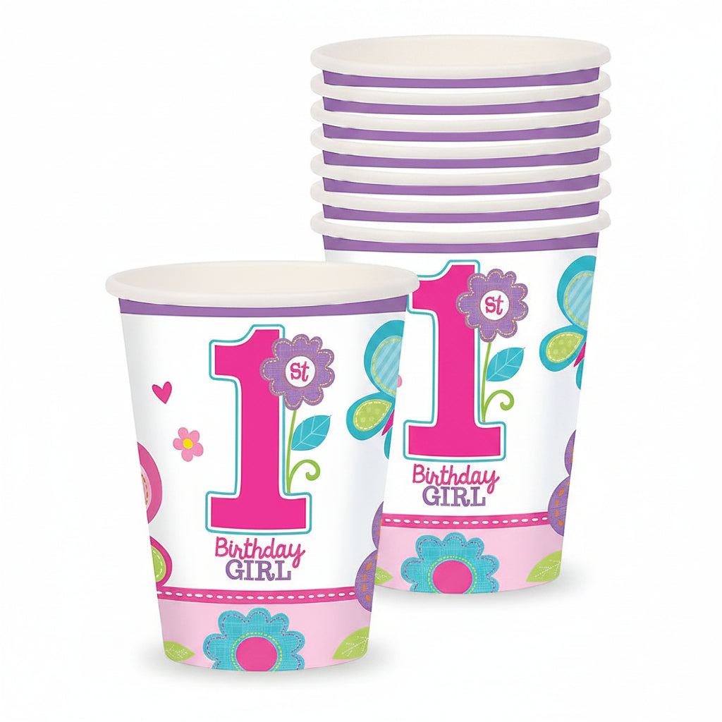 Sweet Birthday Girl Cups 8 Pack