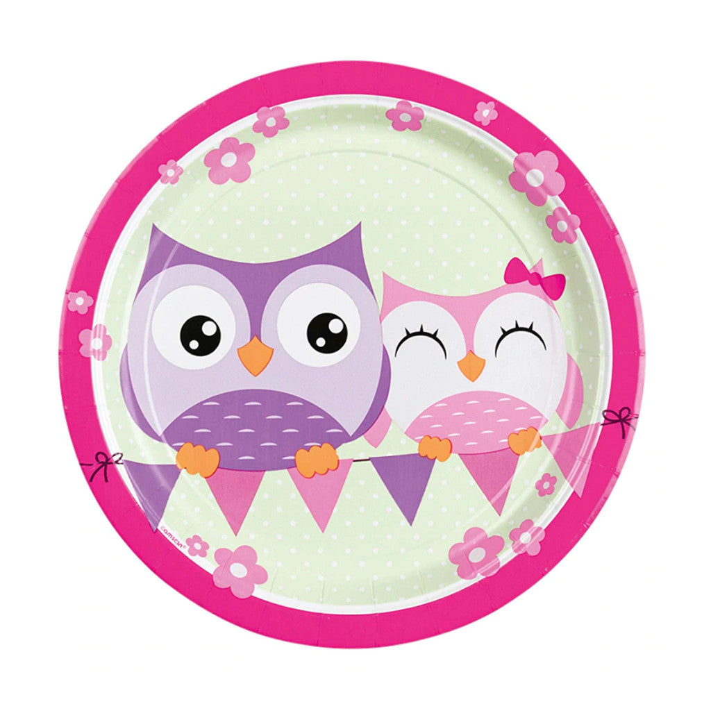 Owl Round Paper Plates | 9 inches | 8 Pack