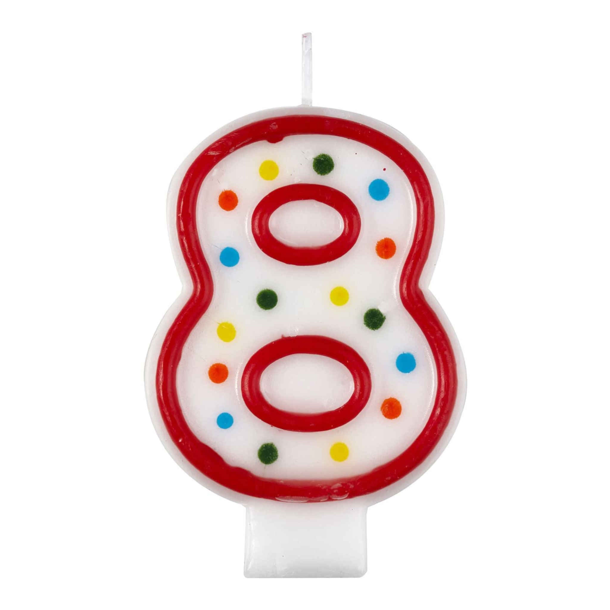Number 8 Polka Dot Birthday Candles Party Decoration | 7.5cm