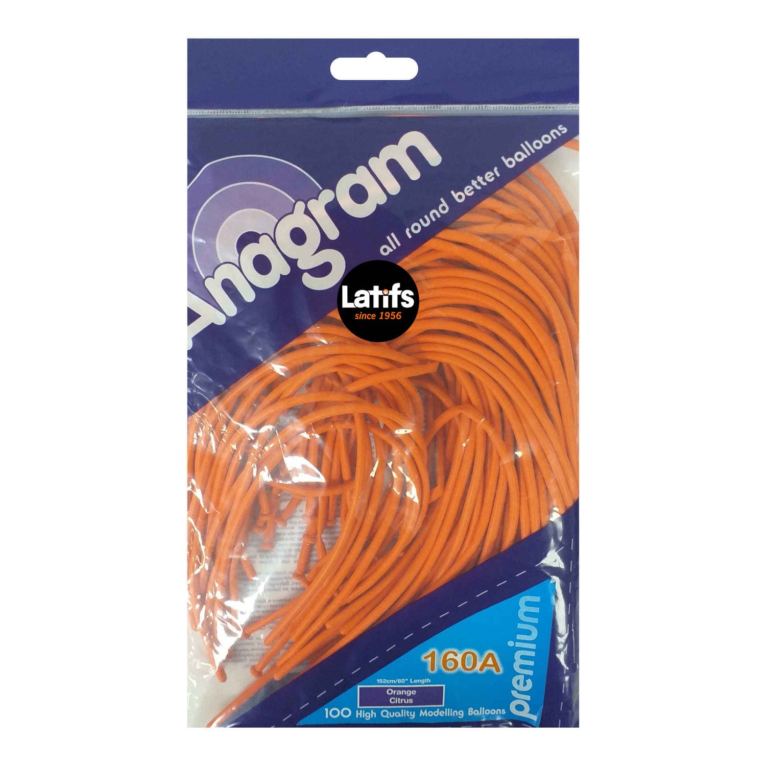 Anagram Modelling Balloons | Orange Citrus | 60 inch | 100 Pack