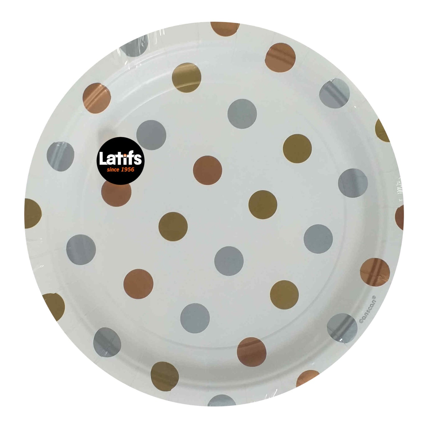 Paper Plates Dots | Mixed Metal Colour | 9 inch | 8 Pack