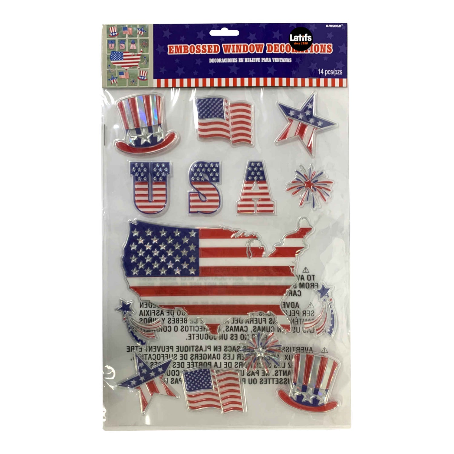 USA Embossed Window Decorations | 14 Pack