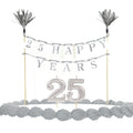 25 Happy Years Silver Anniversary Cake Decoration &amp; Candles