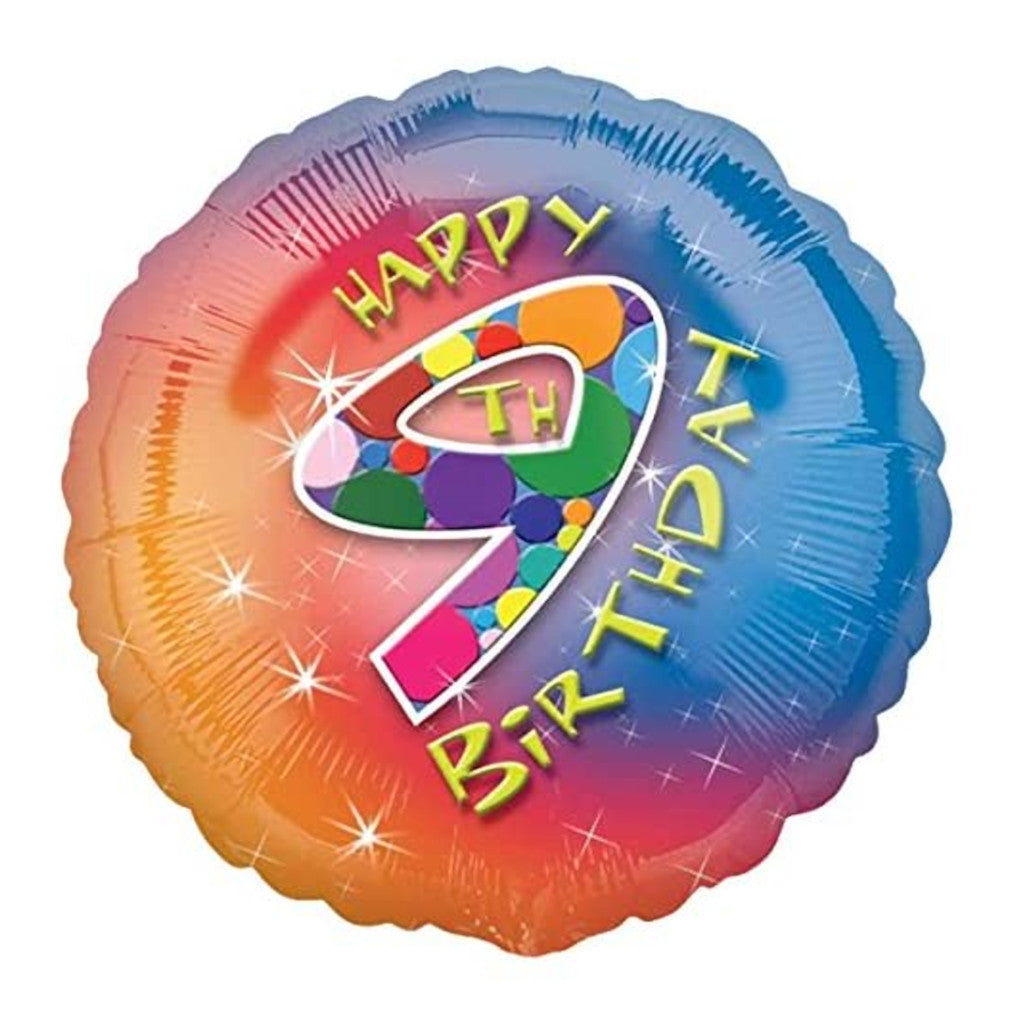 Happy 9th Birthday Foil Balloon | 17 inch