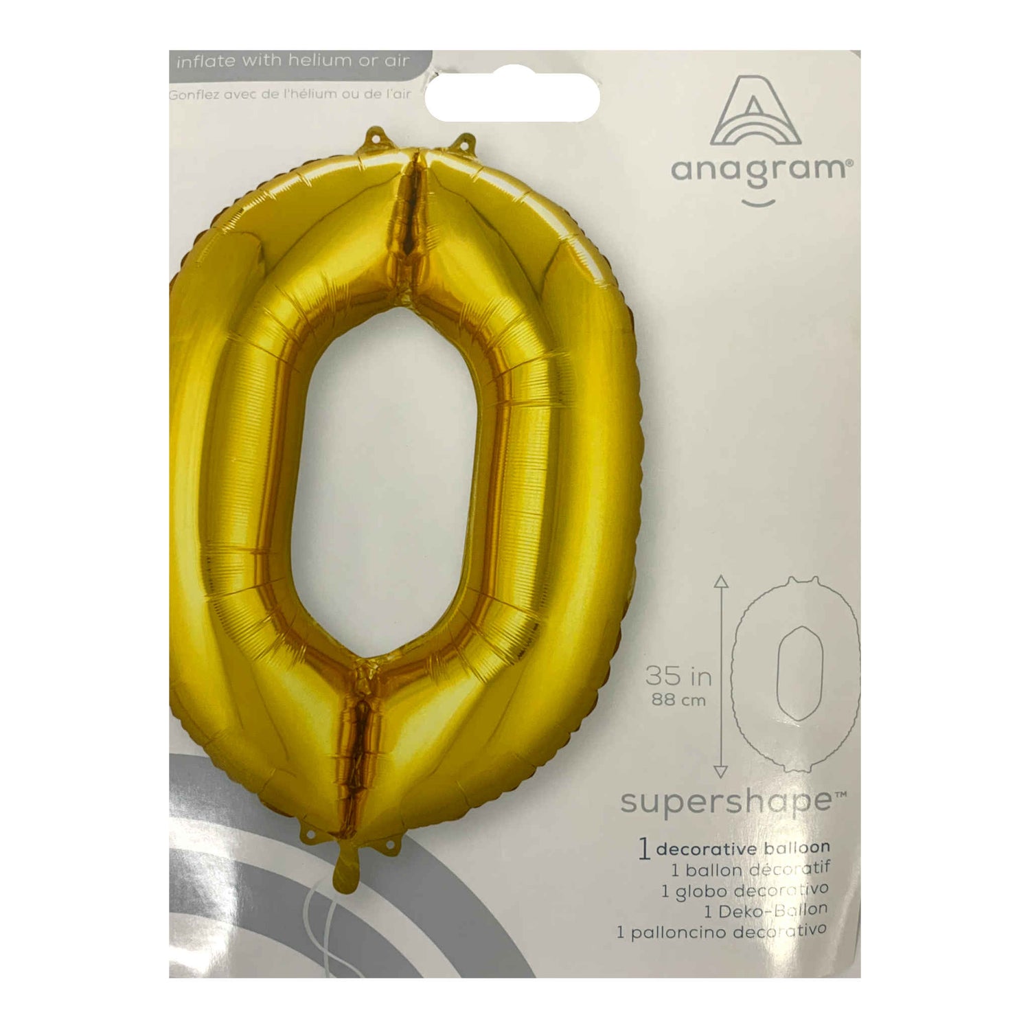 Number 0 Foil Balloon | Gold | 88cm