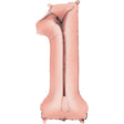 Number 1 Supershape Decorative Balloon Rose Gold