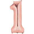 Number 1 Supershape Decorative Balloon Rose Gold