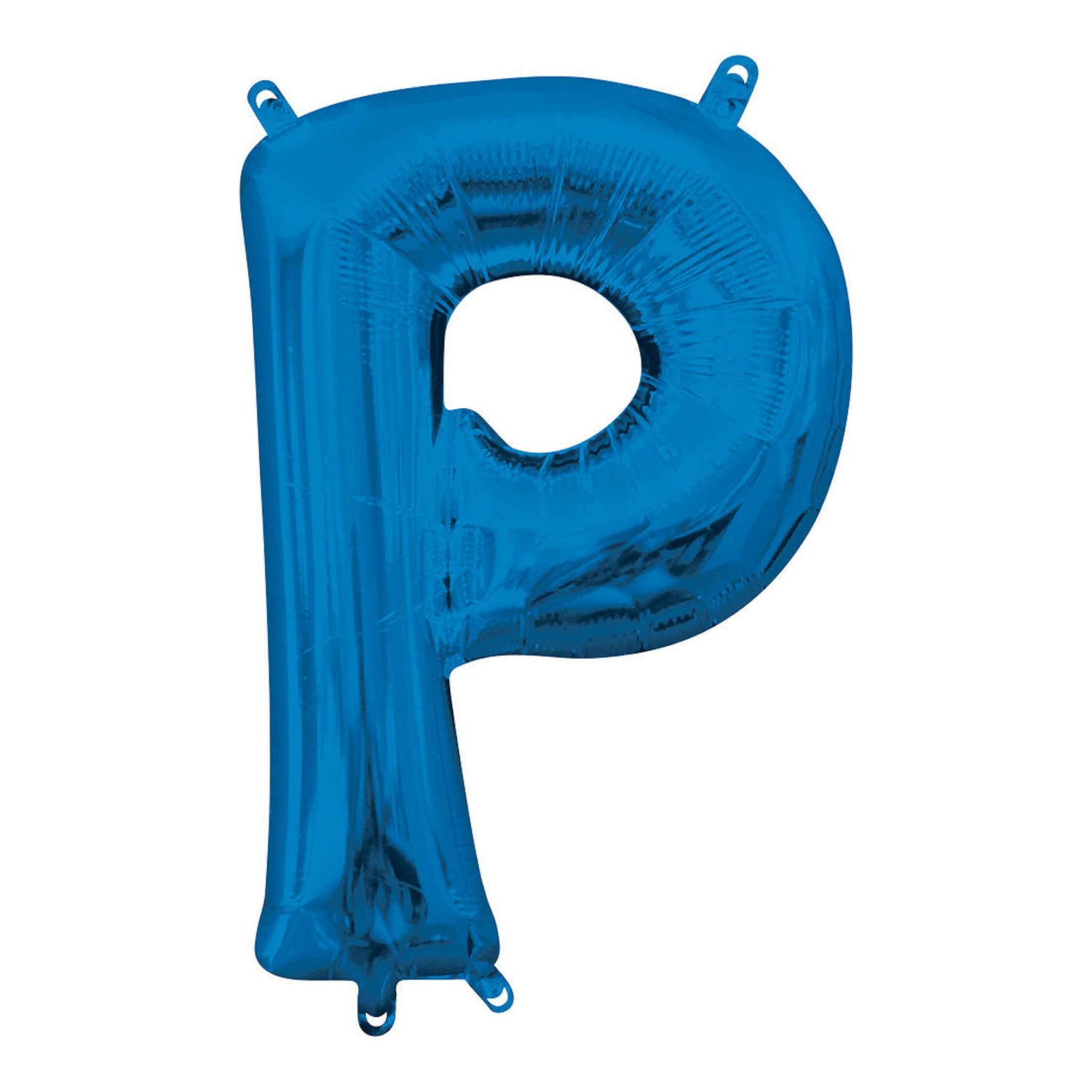 Letter P Foil Balloon with Straw | Blue | 22 x 33cm