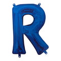 Letter R Foil Balloon with Straw | Blue | 22 x 33cm