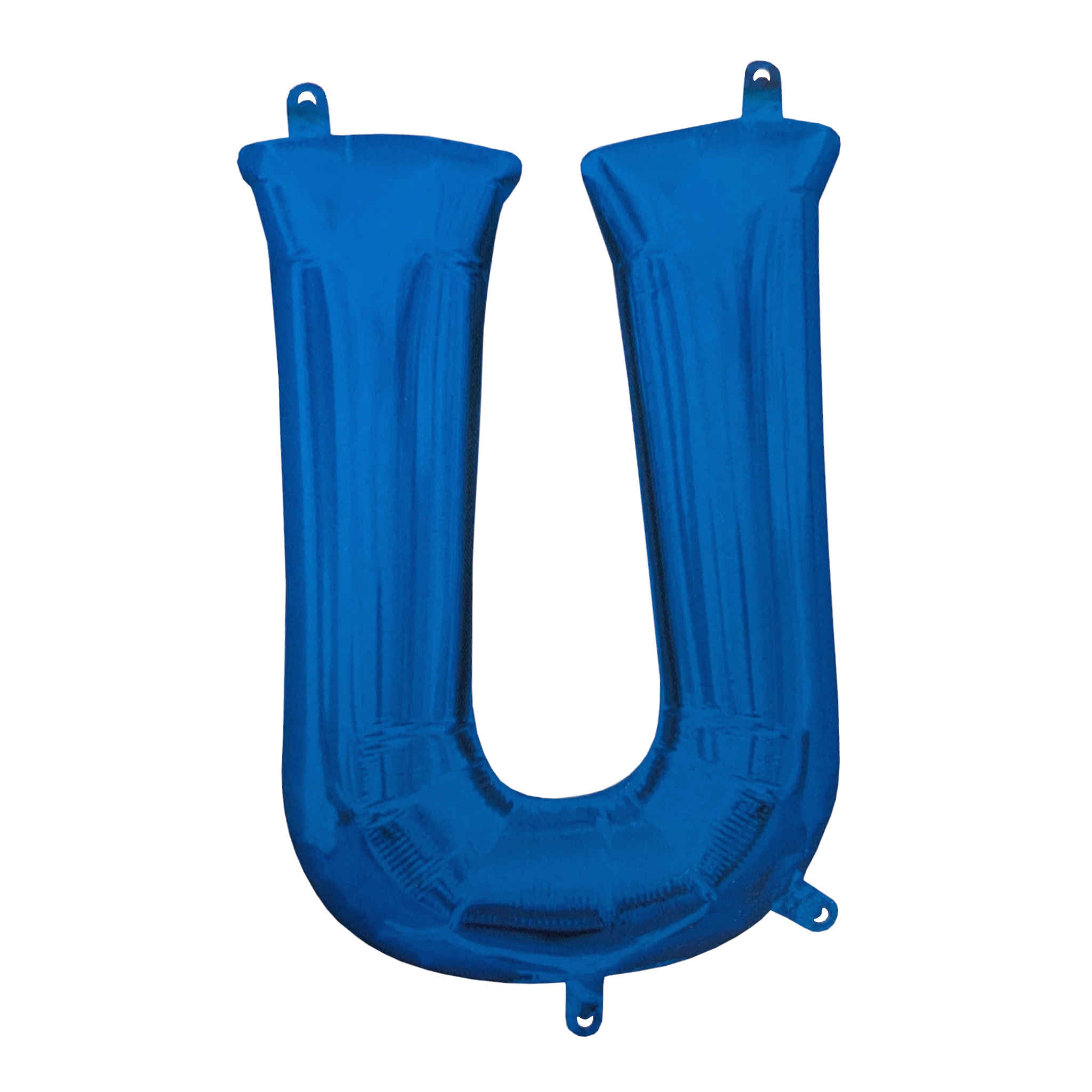 Letter U Foil Balloon with Straw | Blue | 20 x 33cm