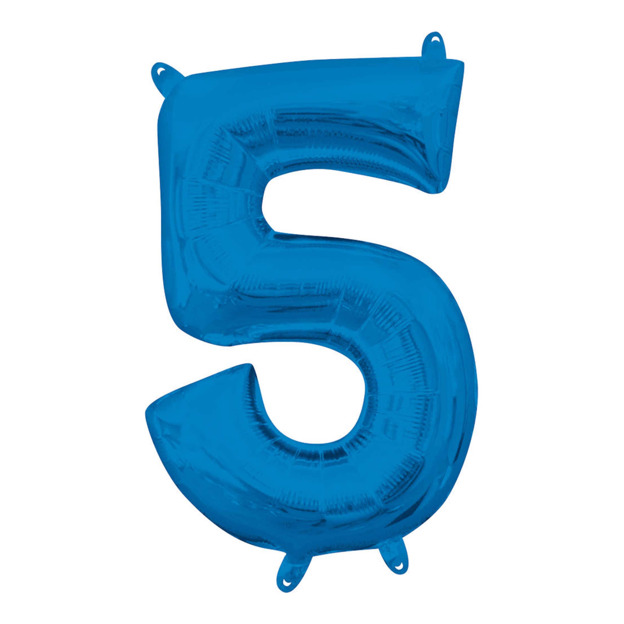 Number 5 Foil Balloon with Straw | Blue | 22 x 33cm