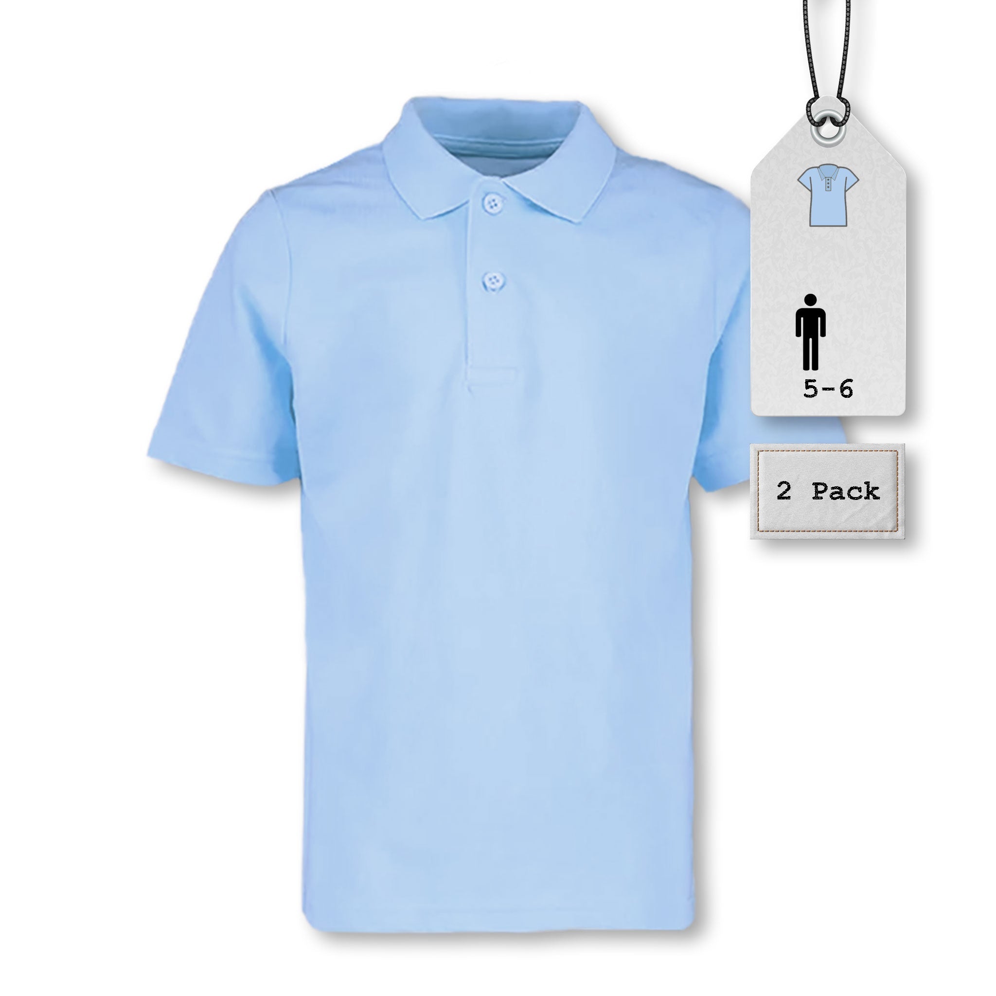 Boys Polo Shirts | Blue | 5-6 Years | 2 Pack