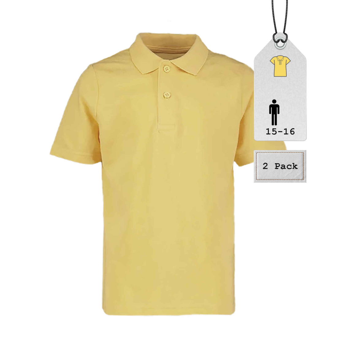 Boys Polo Shirts | Yellow | 15-16 Years | 2 Pack