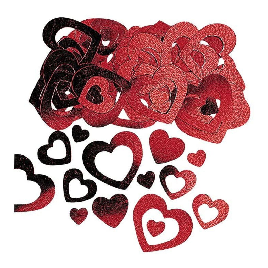 Metallic Red Hollow Hearts Confetti | 14g