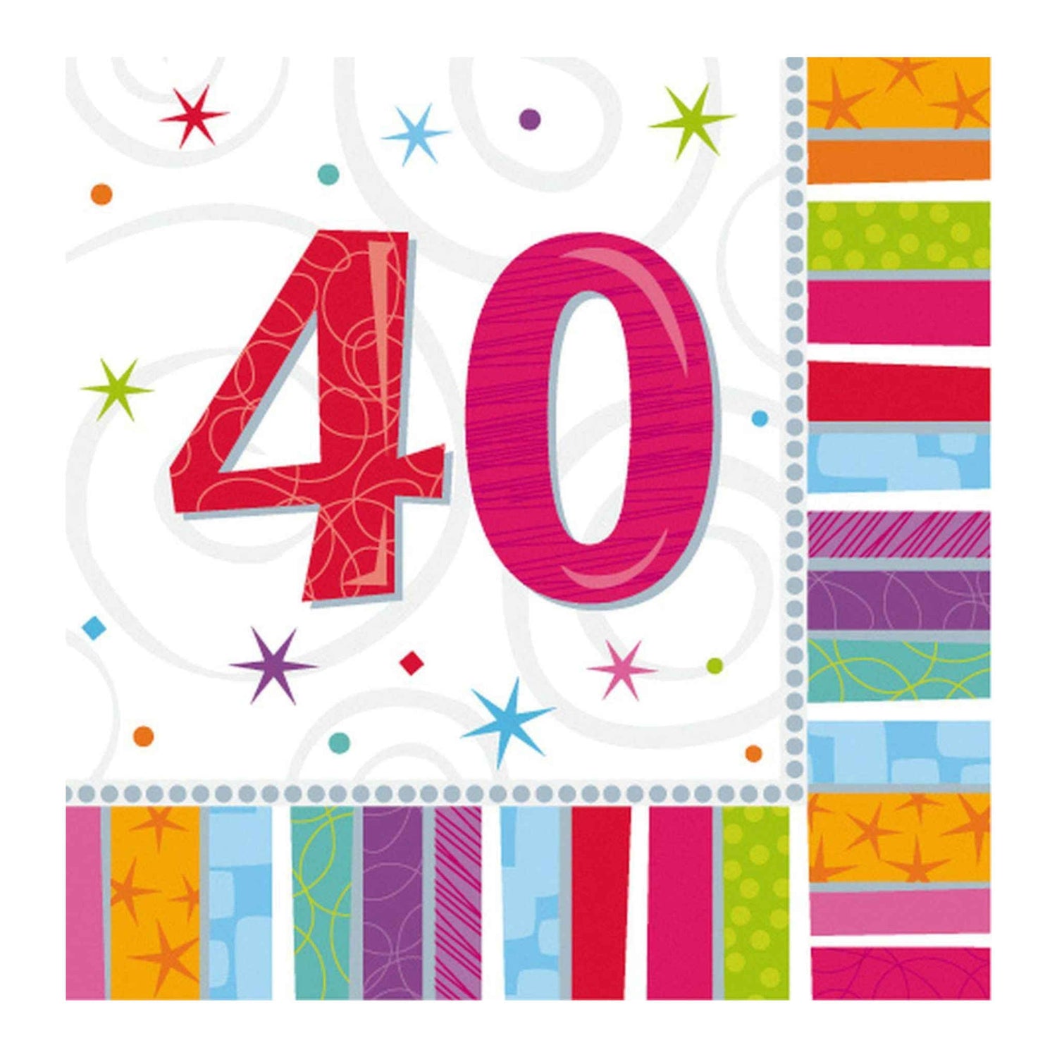 Radiant Birthday 40th Luncheon Napkins 3ply | 16 Pack
