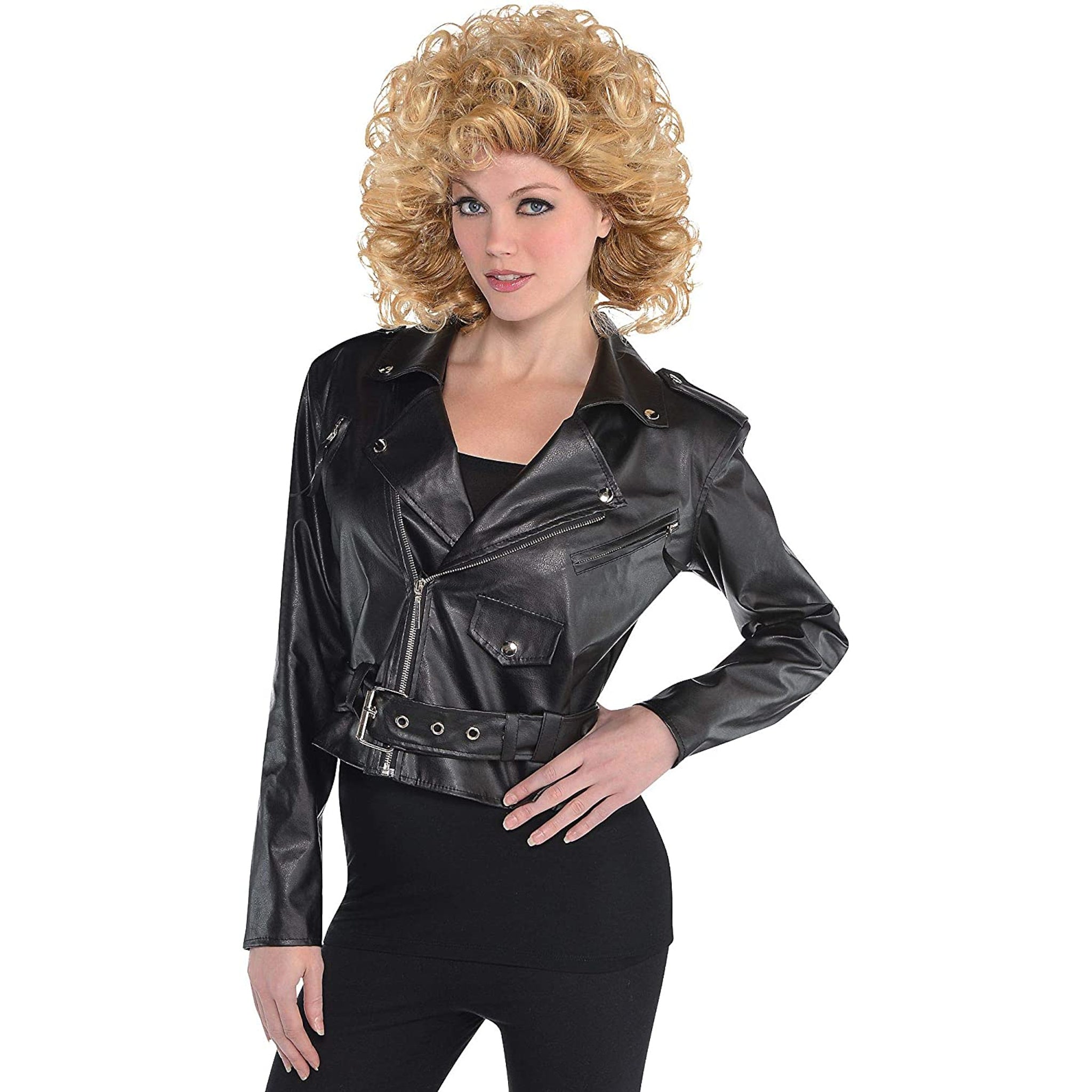 Classic Biker Cropped Leather Jacket Black | Adult | One Size