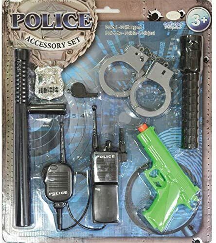 Police Child Accessory Set Walkie Talkie,Badge,Handcuff,Gun