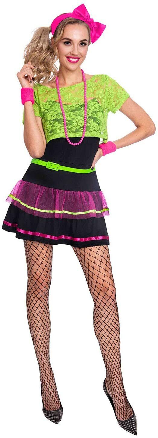 Neon Pop Diva Fancy Dress Costume 1980&