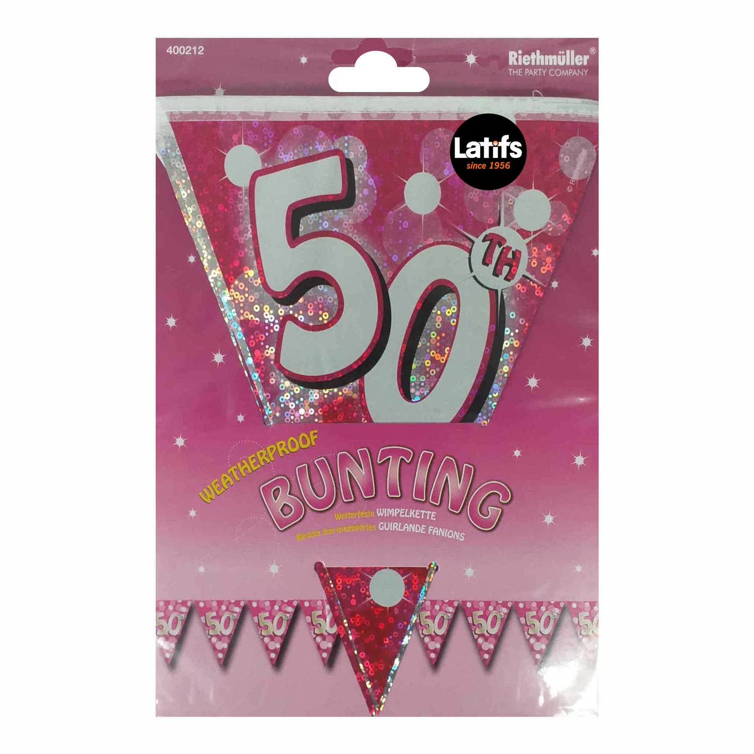 50th Birthday Bunting | Pink | Weatherproof