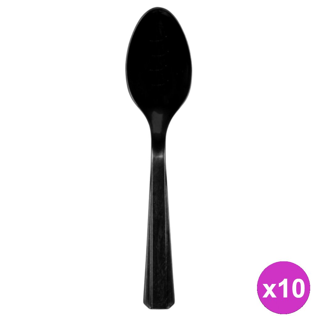 Plastic Spoons | Black | 10 Pack